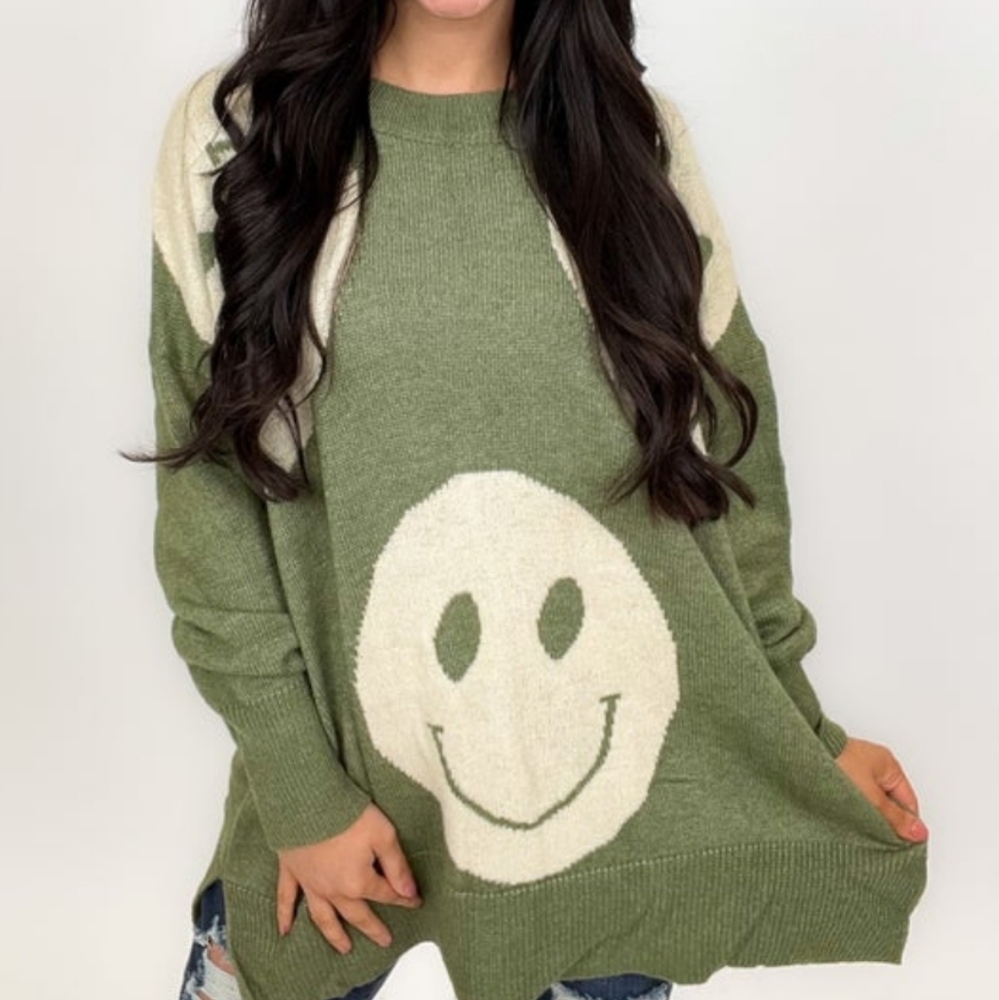 Bibi sweater, size large and it's a beautiful olive color